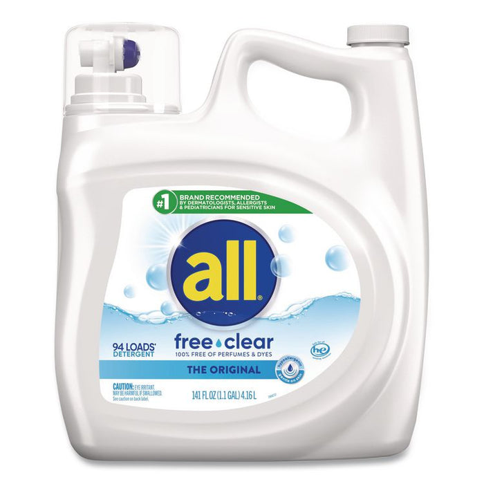 Ultra Free Clear HE Liquid Detergent, Unscented, 141 oz Bottle, 4/Carton