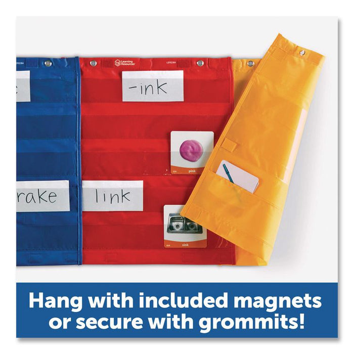 Magnetic Pocket Chart Squares, 7 Pockets, 14" w  x 17" h, Assorted Colors, Set of 4