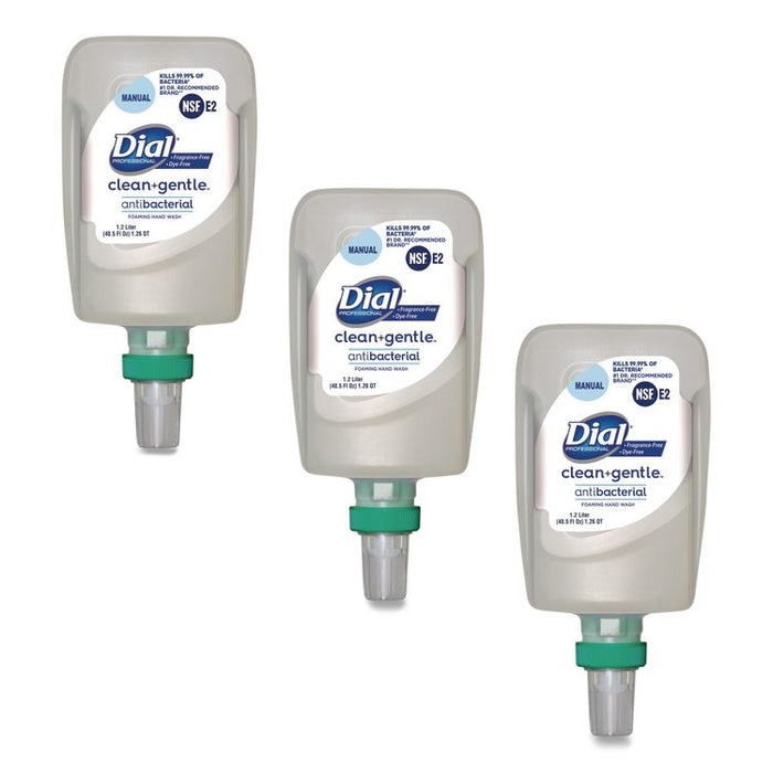 Clean+Gentle Antibacterial Foaming Hand Wash Refill for FIT Manual Dispenser, Fragrance-Free, 1.2 L, 3/Carton