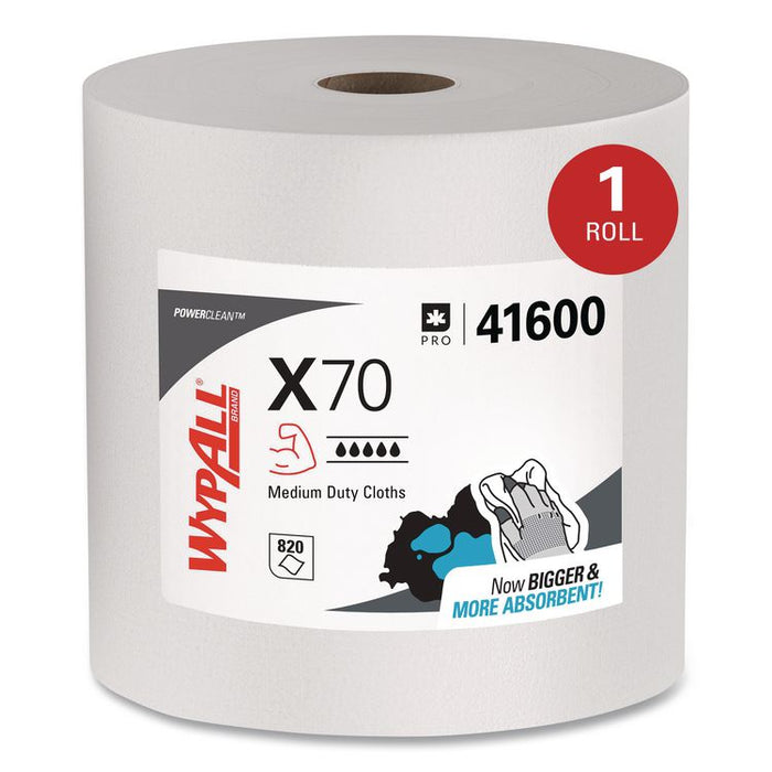 X70 Cloths, Jumbo Roll, Perforated, 12.4 x 12.2, White, 820 Towels/Roll