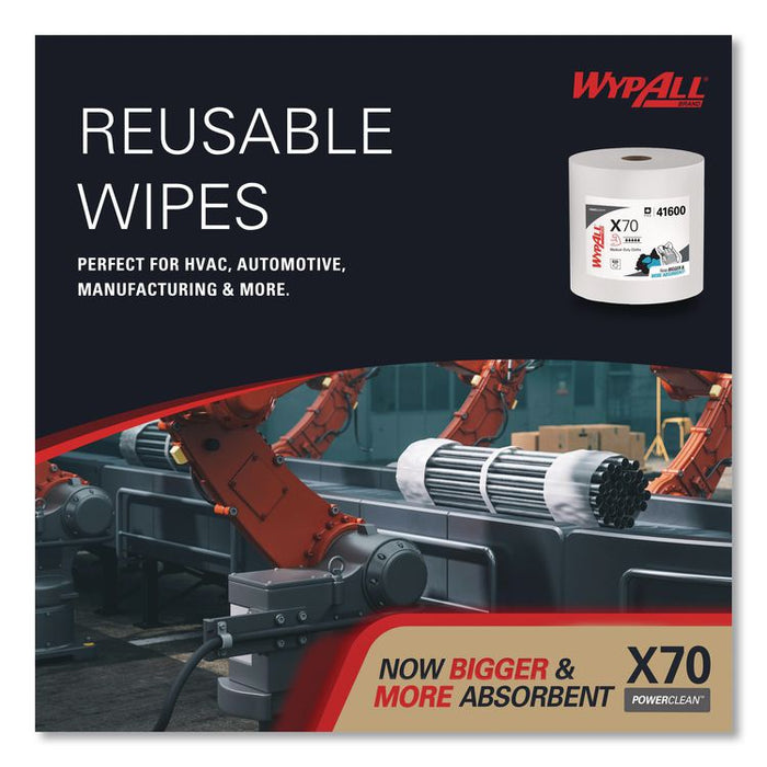 X70 Cloths, Jumbo Roll, Perforated, 12.4 x 12.2, White, 820 Towels/Roll