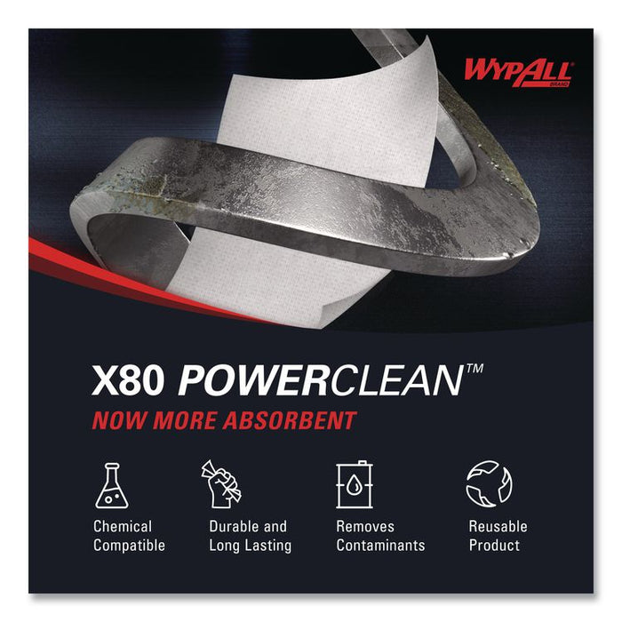 Power Clean X80 Heavy Duty Cloths, 1/4 Fold, 12.5 x 12, White, 50/Box, 4 Boxes/Carton