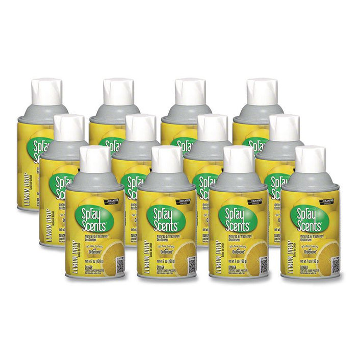 Champion Sprayon SPRAYScents Metered Air Freshener Refill, Lemon, 7 oz Aerosol Spray 12/Carton
