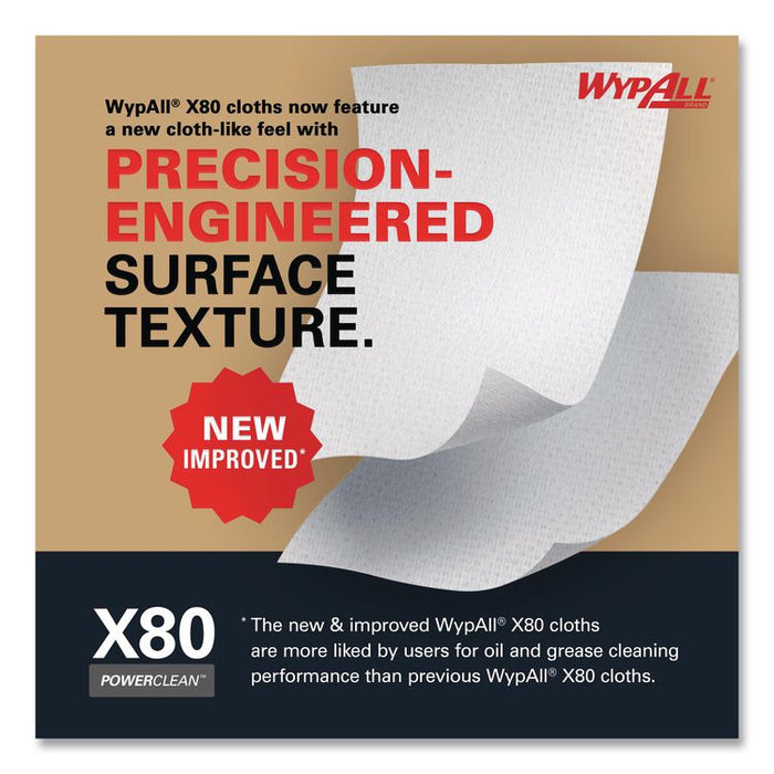Power Clean X80 Heavy Duty Cloths, 11.1 x 16.8, Blue, 152 Wipers/Carton