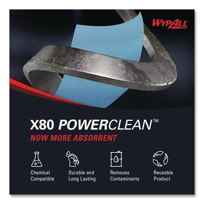 Power Clean X80 Heavy Duty Cloths, 11.1 x 16.8, Blue, 152 Wipers/Carton