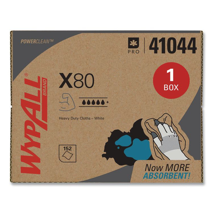 Power Clean X80 Cloths, HYDROKNIT, BRAG Box, 11.1 x 16.8, White, 152/Carton