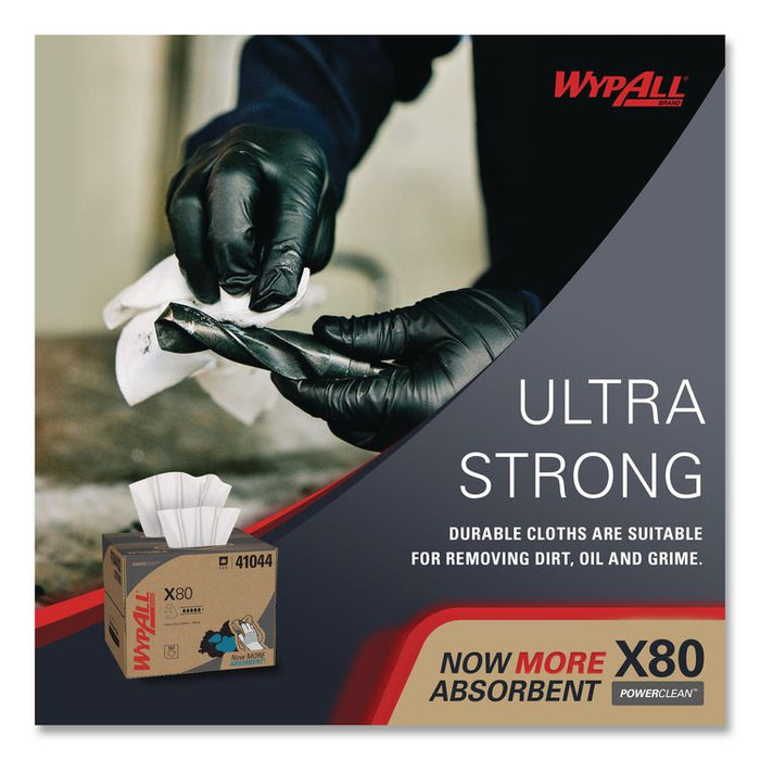 Power Clean X80 Cloths, HYDROKNIT, BRAG Box, 11.1 x 16.8, White, 152/Carton