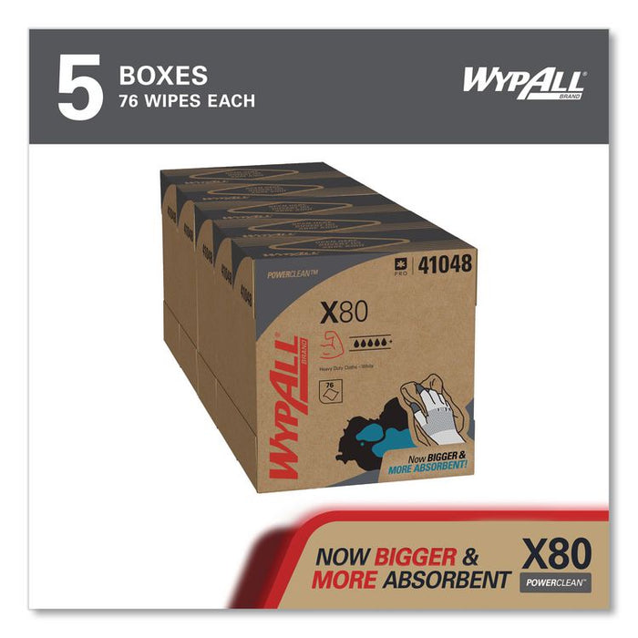 Power Clean X80 Cloths, HYDROKNIT, POP-UP Box, 8.34 x 16.8, White, 76/Box, 5 Boxes/Carton