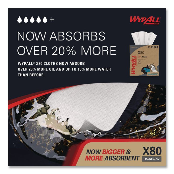 Power Clean X80 Cloths, HYDROKNIT, POP-UP Box, 8.34 x 16.8, White, 76/Box, 5 Boxes/Carton