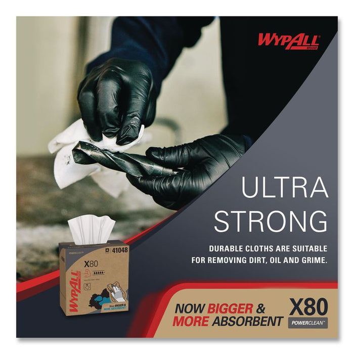 Power Clean X80 Cloths, HYDROKNIT, POP-UP Box, 8.34 x 16.8, White, 76/Box, 5 Boxes/Carton