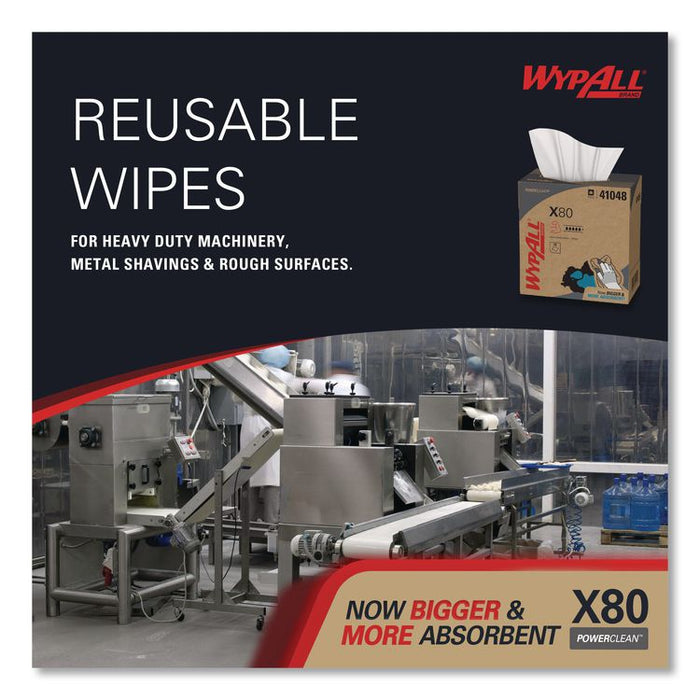 Power Clean X80 Cloths, HYDROKNIT, POP-UP Box, 8.34 x 16.8, White, 76/Box, 5 Boxes/Carton