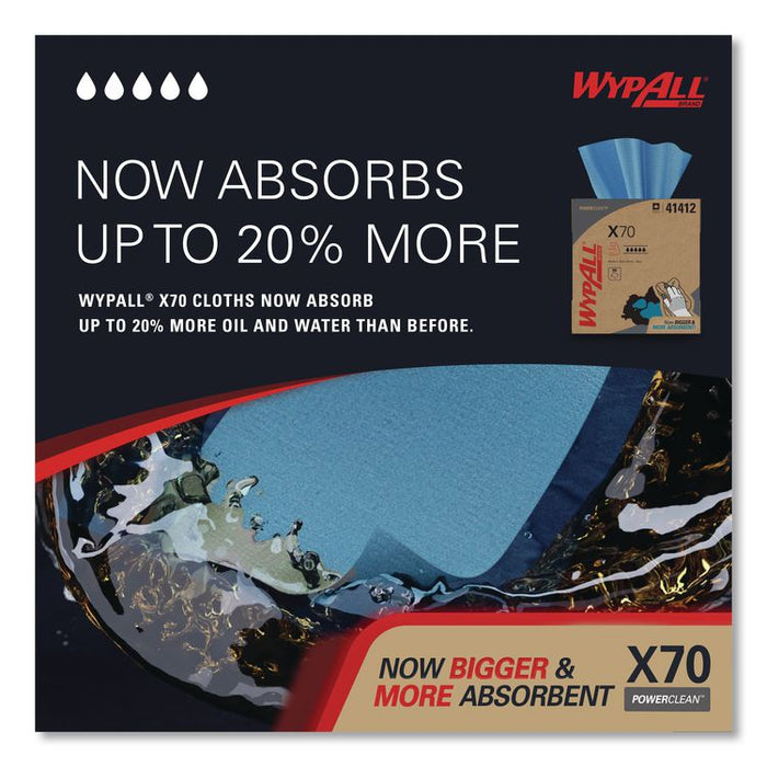 X70 Cloths, POP-UP Box, 9.13 x 16.8, Blue, 96/Box, 10 Boxes/Carton