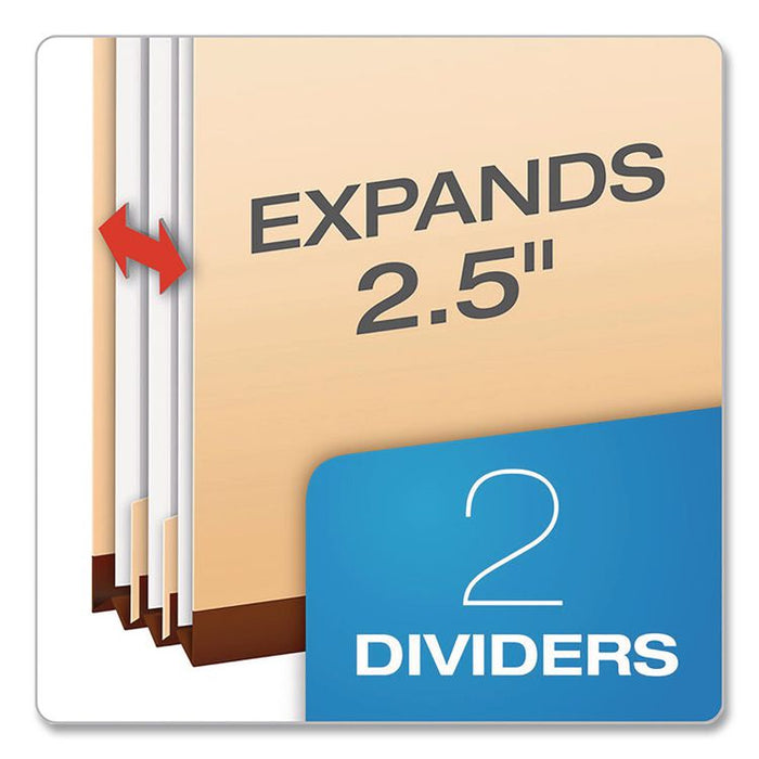 Manila Top Tab Classification Folders, 2/5-Cut Tab, Expands 1.75", 2 Dividers, 6 Fasteners, Letter Size, Manila, 10/Box