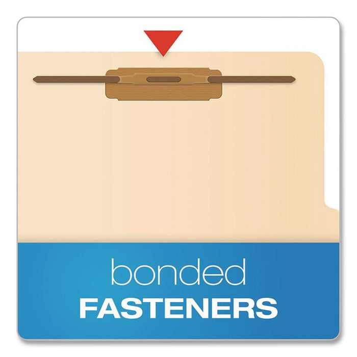 Manila Top Tab Classification Folders, 2/5-Cut Tab, Expands 1.75", 2 Dividers, 6 Fasteners, Letter Size, Manila, 10/Box