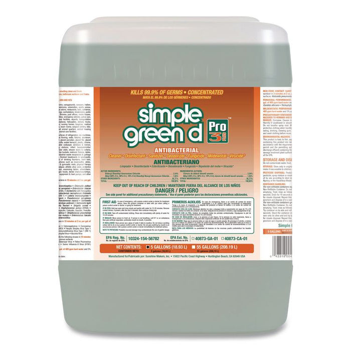 d Pro 3 Plus Antibacterial Concentrate, Herbal Scent, 5 gal Pail
