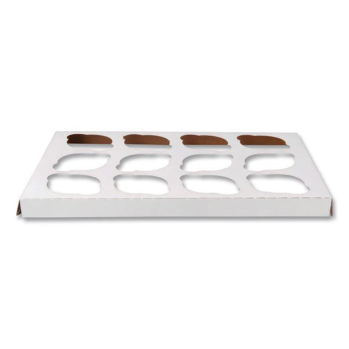Cupcake Holder Inserts, 12-Cupcake Holder, 9.88 x 13.88 x 0.88, White/Brown, Paper, 200/Carton
