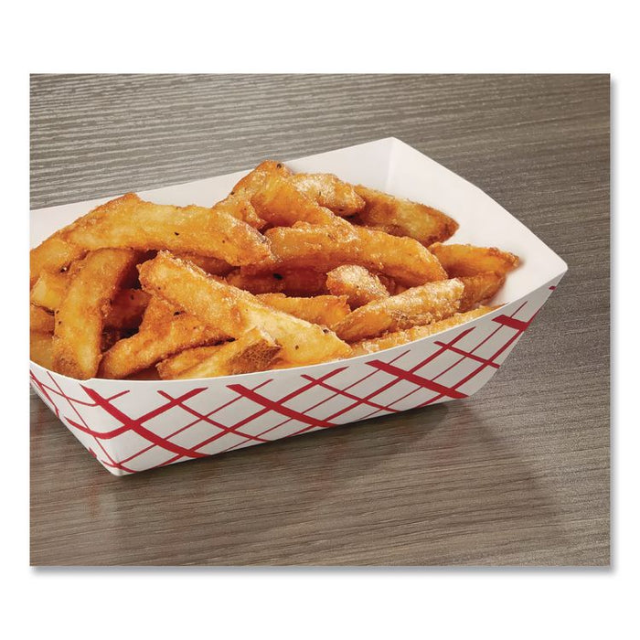 Paper Food Baskets, 1 lb Capacity, Red/White, Paper, 1,000/Carton