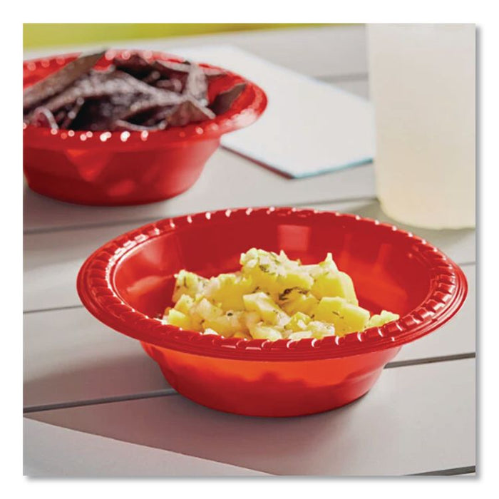 Party Plastic Premium Dinnerware, Bowl, 12 oz, Red, 24/Pack