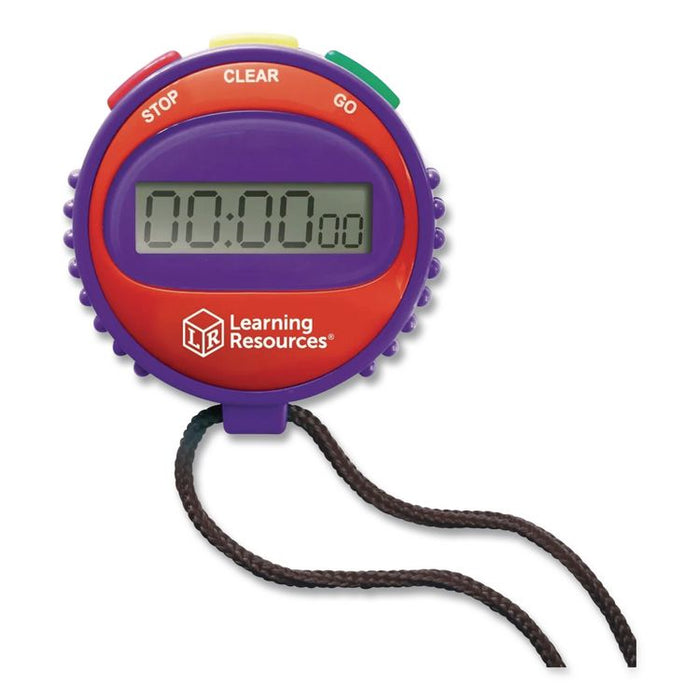 Simple Stopwatch, Accurate to 1/100 seconds, Randomly Assorted Colors, Black Lanyard, Set of 6