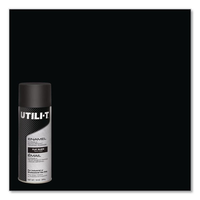 UTILI-T Spray Paint, Flat Black, 10 oz Aerosol Can, 6/Carton