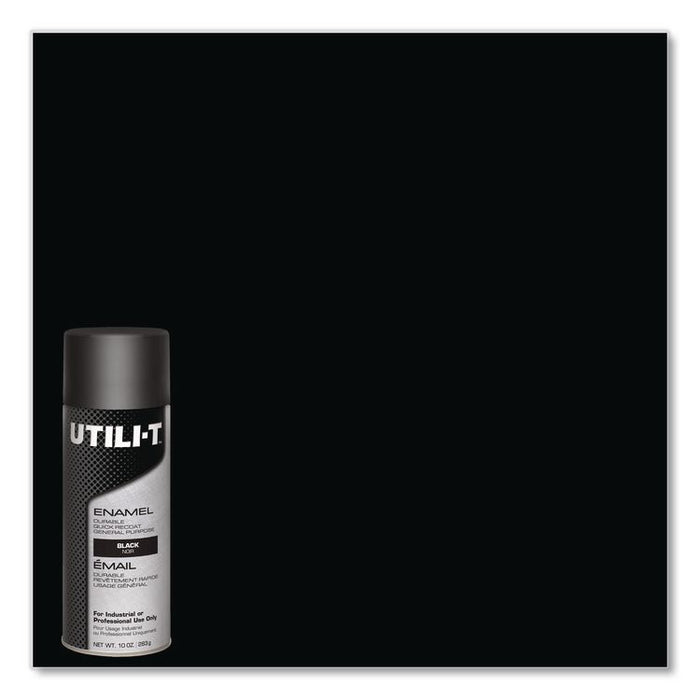 UTILI-T Spray Paint, Gloss Black, 10 oz Aerosol Can, 6/Carton