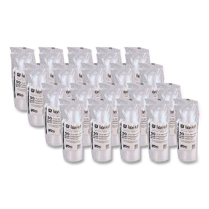 Nexclear Polypropylene Drink Cups, 12 to 14 oz, Plastic, Clear, 50/Bag, 20 Bags/Carton