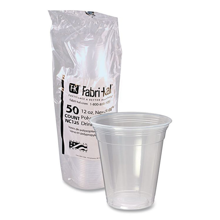 Nexclear Polypropylene Drink Cups, 12 to 14 oz, Plastic, Clear, 50/Bag, 20 Bags/Carton