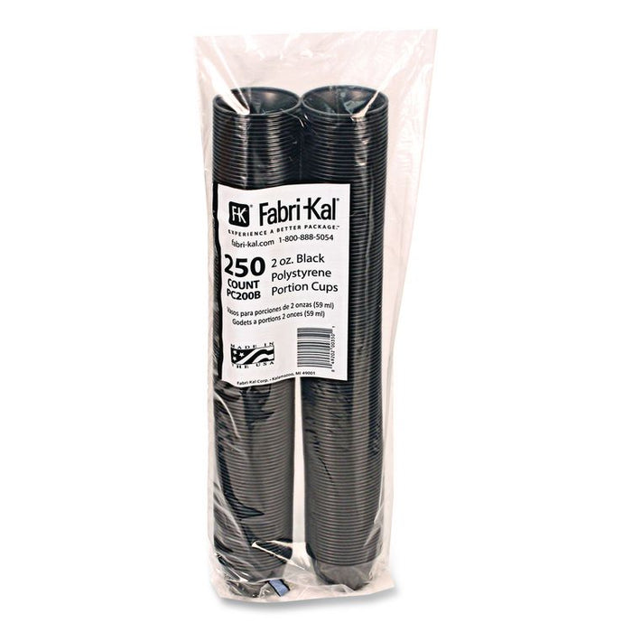 Portion Cups, 2 oz, Plastic, Black, 250/Sleeve, 10 Sleeves/Carton