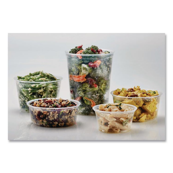 Microwavable Deli Containers, 8 oz, 4.6" Diameter x 1.8" h, Clear, Plastic, 500/Carton