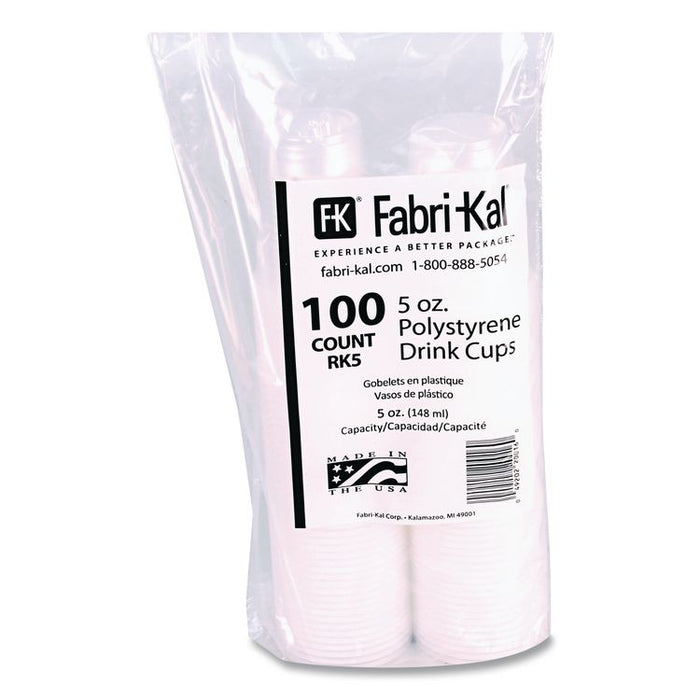 RK Ribbed Cold Drink Cups, 5 oz, Plastic, Clear, 100/Bag, 25 Bags/Carton