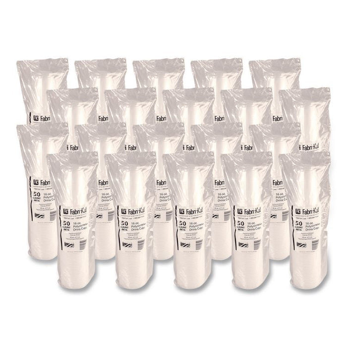 RK Ribbed Cold Drink Cups, 16 oz, Plastic, Translucent, 50/Sleeve, 20 Sleeves/Carton