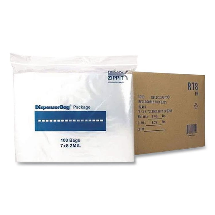 Plastic Zipper Bags, 32 oz, 7" x 8", Clear, 1,000 Bags/Box, 2 Boxes/Carton
