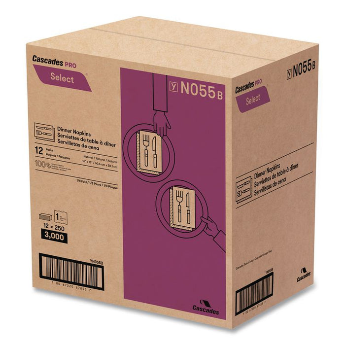 Select Dinner Napkins, 1-Ply, 16 x 15, Natural Brown, 250/Pack, 12 Packs/Carton