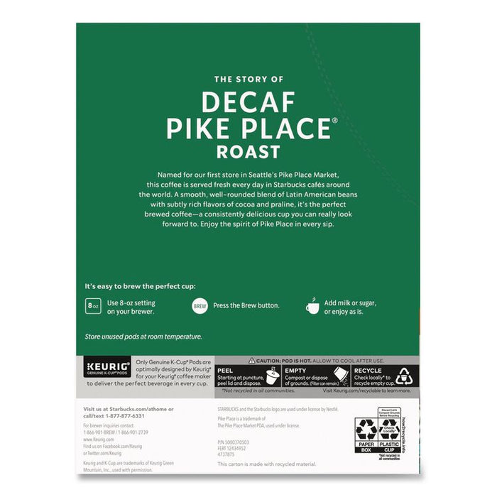 Pike Place Decaf Coffee K-Cups Pack, 24/Box
