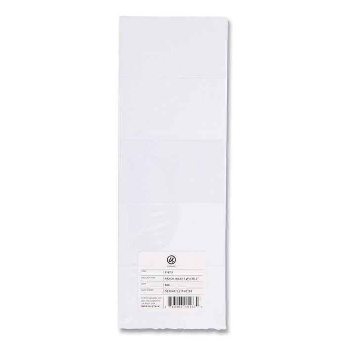 Data Card Replacement, 3 x 1.75, White, 500/Pack