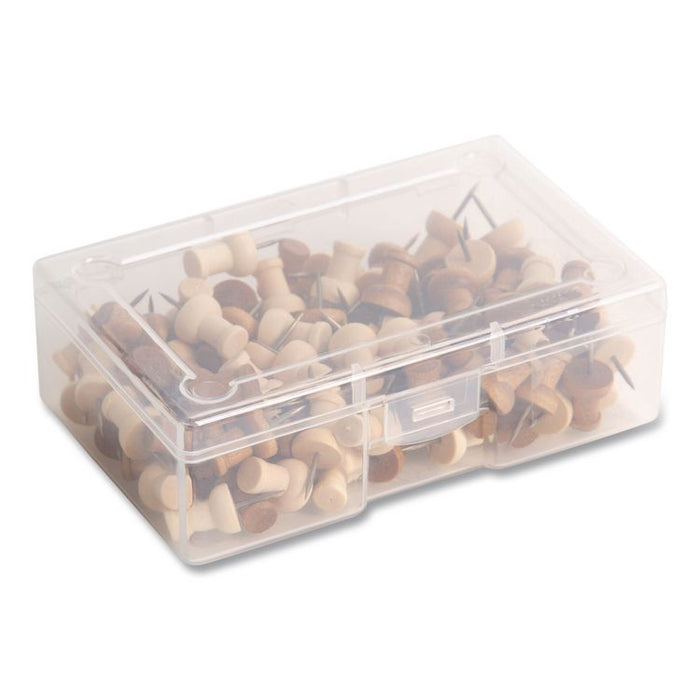 Fashion Push Pins, Wood, Assorted, 0.38", 100/Pack