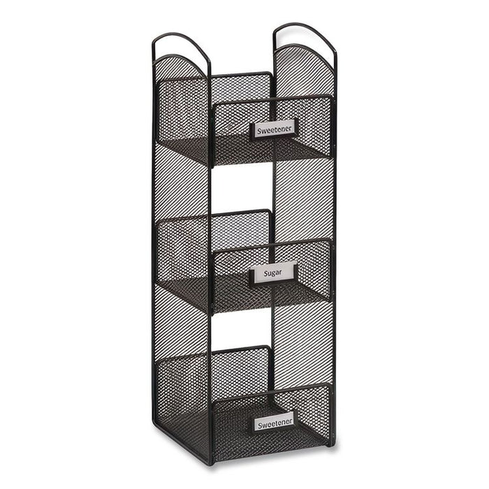 Onyx Breakroom Organizers, 3 Compartments, 6 x 6 x 18, Steel Mesh, Black