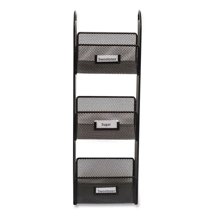 Onyx Breakroom Organizers, 3 Compartments, 6 x 6 x 18, Steel Mesh, Black