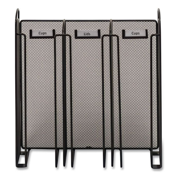Onyx Breakroom Organizers, 3 Compartments, 12.75 x 4.5 x 13.25, Steel Mesh, Black