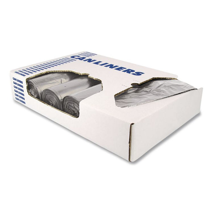 Linear Low-Density Can Liners, 55 gal, 1.7 mil, 39" x 56", Silver, Flat Pack, 50/Carton