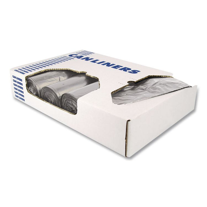 High-Density Waste Can Liners, 60 gal, 22 mic, 38" x 60", Silver, 150/Carton