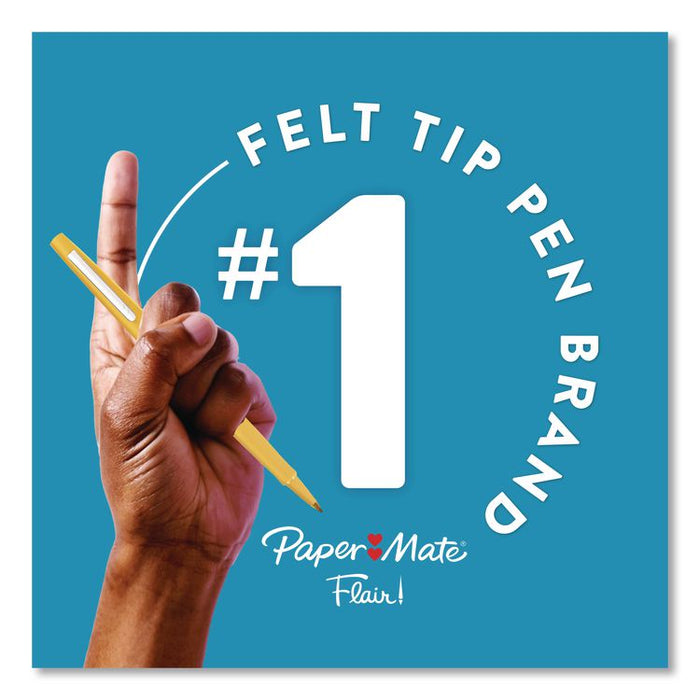 Flair Felt Tip Porous Point Pen, Retro Accents, Stick, Medium 0.7mm, Randomly Assorted Ink, Randomly Assorted Barrel, 12/Pack