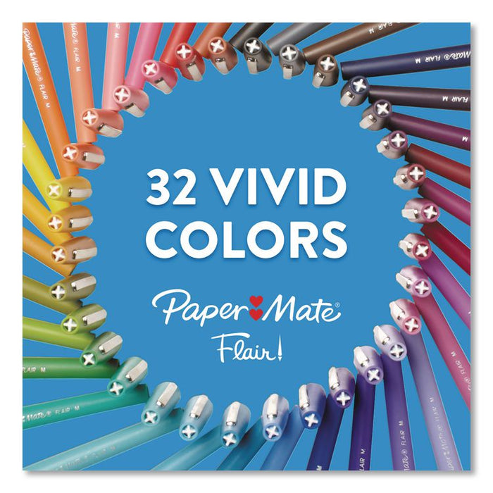 Flair Felt Tip Porous Point Pen, Retro Accents, Stick, Medium 0.7mm, Randomly Assorted Ink, Randomly Assorted Barrel, 12/Pack