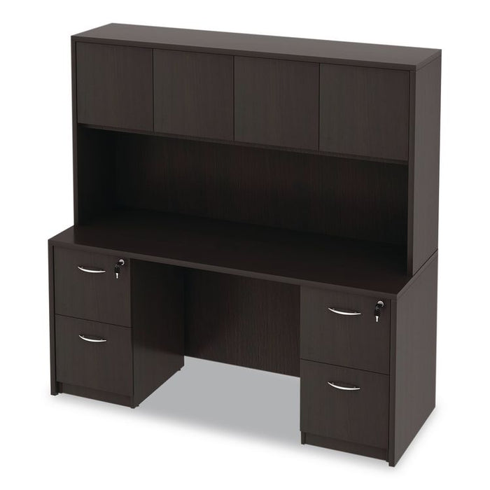 Alera Valencia Series Hutch with Doors, 4 Compartments, 64.75w x 15d x 35.38h, Espresso