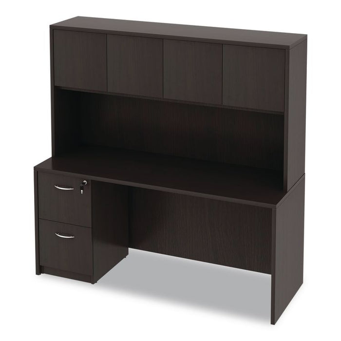 Alera Valencia Series Hutch with Doors, 4 Compartments, 64.75w x 15d x 35.38h, Espresso