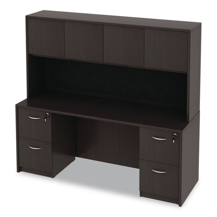 Alera Valencia Series Hutch with Doors, 4 Compartments, 70.63w x 15d x 35.38h, Espresso