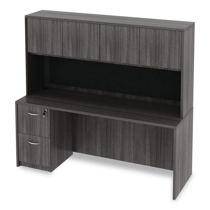 Alera Valencia Series Hutch with Doors, 4 Compartments, 70.63w x 15d x 35.38h, Gray