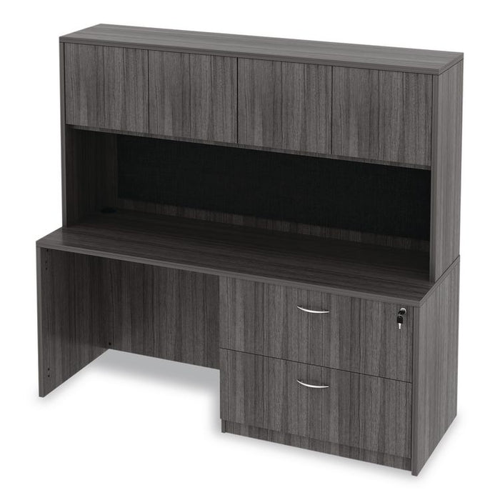 Alera Valencia Series Hutch with Doors, 4 Compartments, 70.63w x 15d x 35.38h, Gray