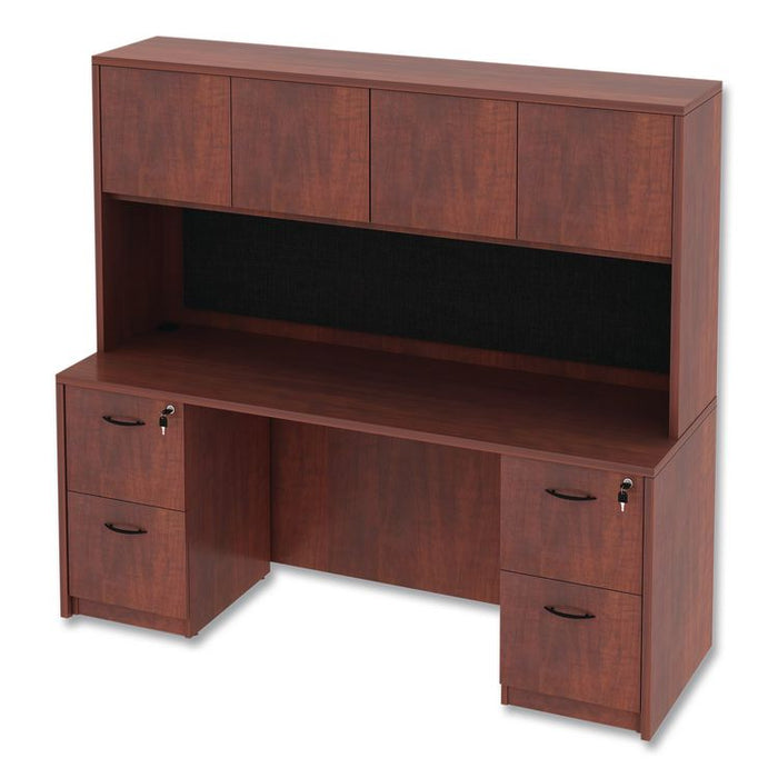 Alera Valencia Series Hutch with Doors, 4 Compartments, 70.63w x 15d x 35.38h, Medium Cherry