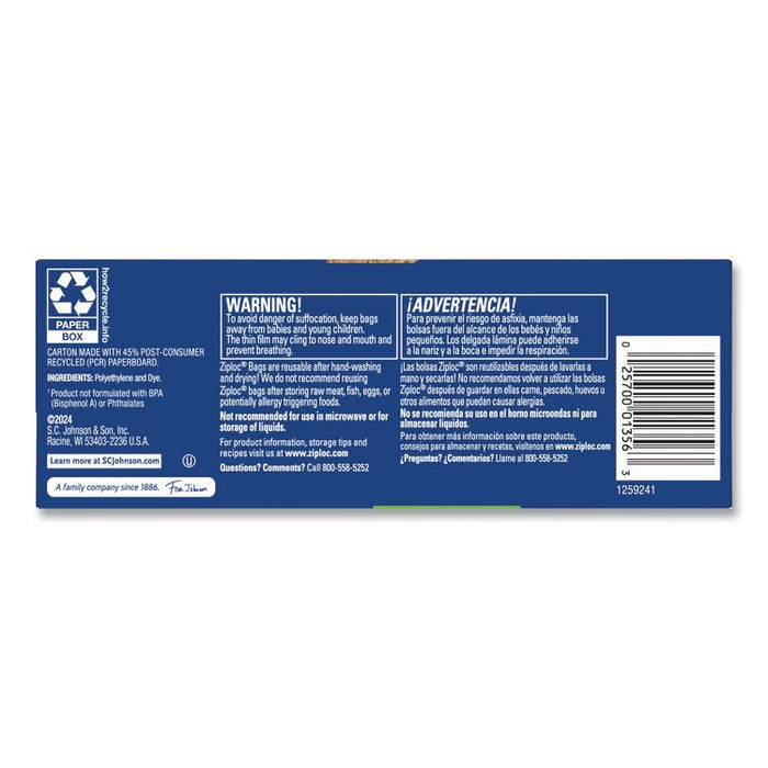 Resealable Sandwich Bags, 6.5" x 5.88", Clear, 50/Box